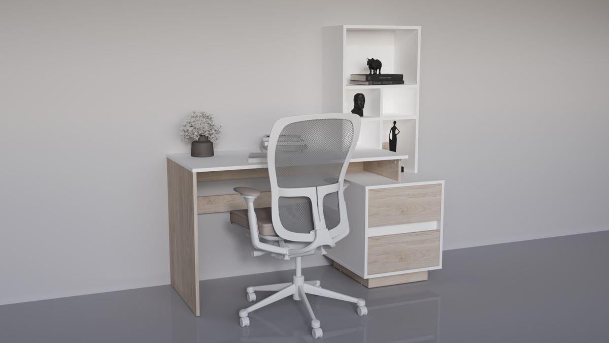 Компьютерный стол Intarsio Hector_B/G_R 150х60 см Белый бриллиант/Гикори рокфорд светлый (28710940) - фото 2 Компьютерный стол Intarsio Hector_B/G_R 150х60 см Белый бриллиант/Гикори рокфорд светлый (28710940) - фото 2