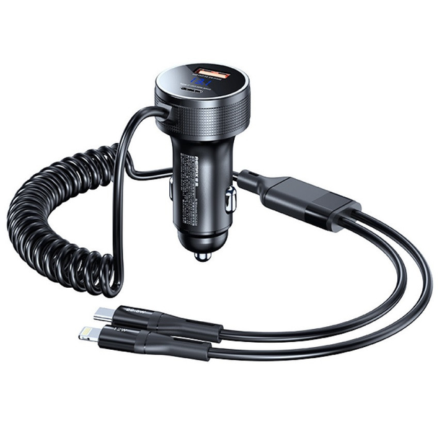 Зарядное устройство в авто Remax Saga 52,5 Вт PD/QC с кабелем 2в1 Черный (RCC336)