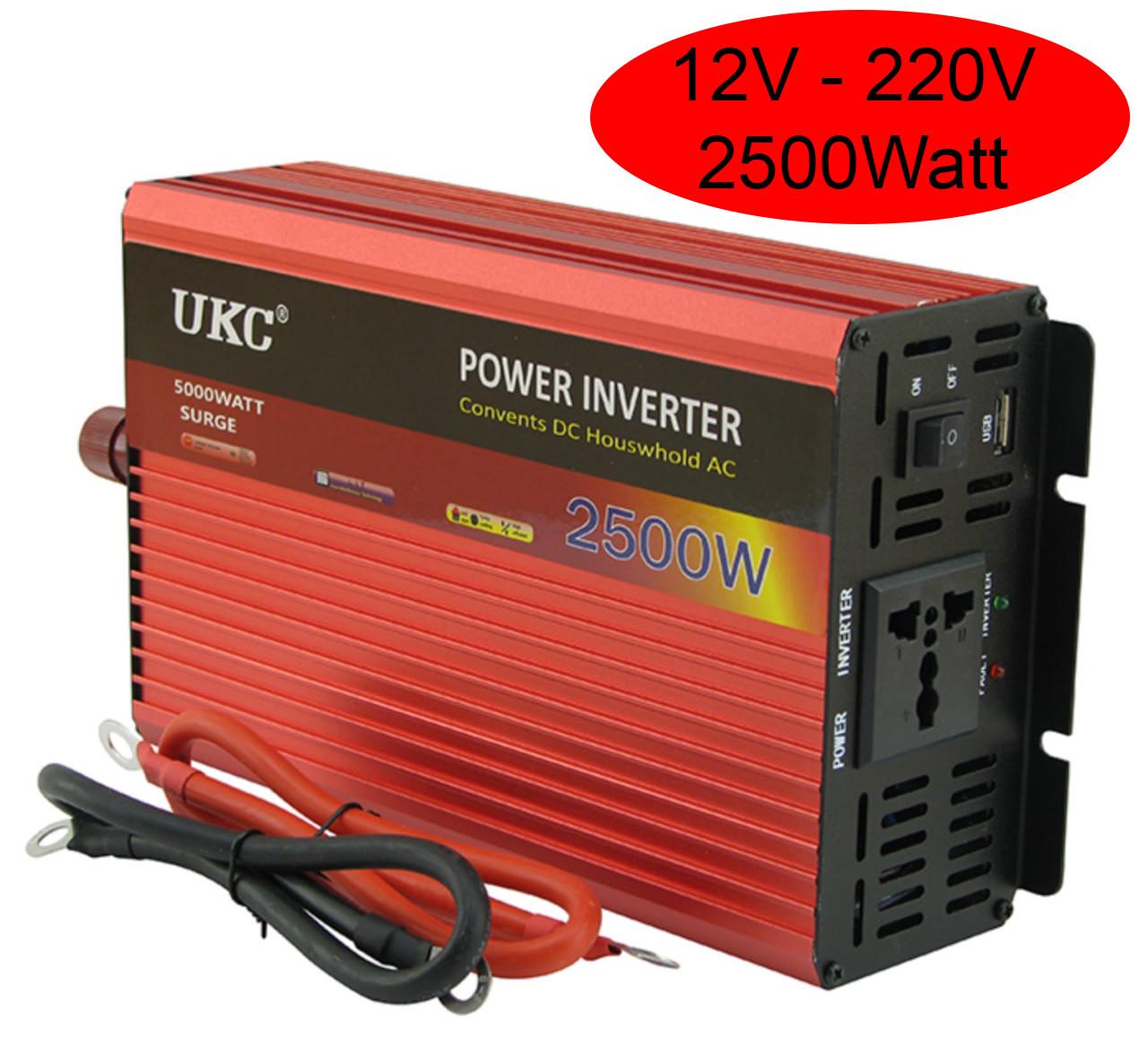 Инвертор 12V-220 UKC 2500W преобразователь напряжения 12V-220V 1 розетка 2500 Вт - фото 3