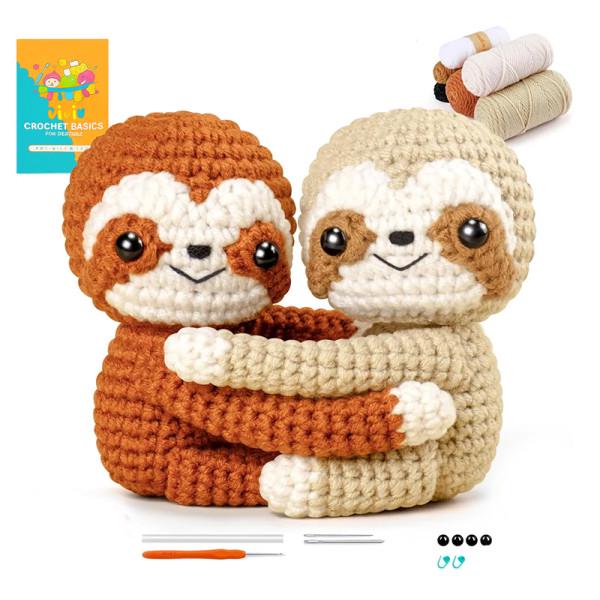 Набор для вязания крючком Линовцы пряжа/крючки/видео-инструкции Коричневый/Бежевый (32159009)