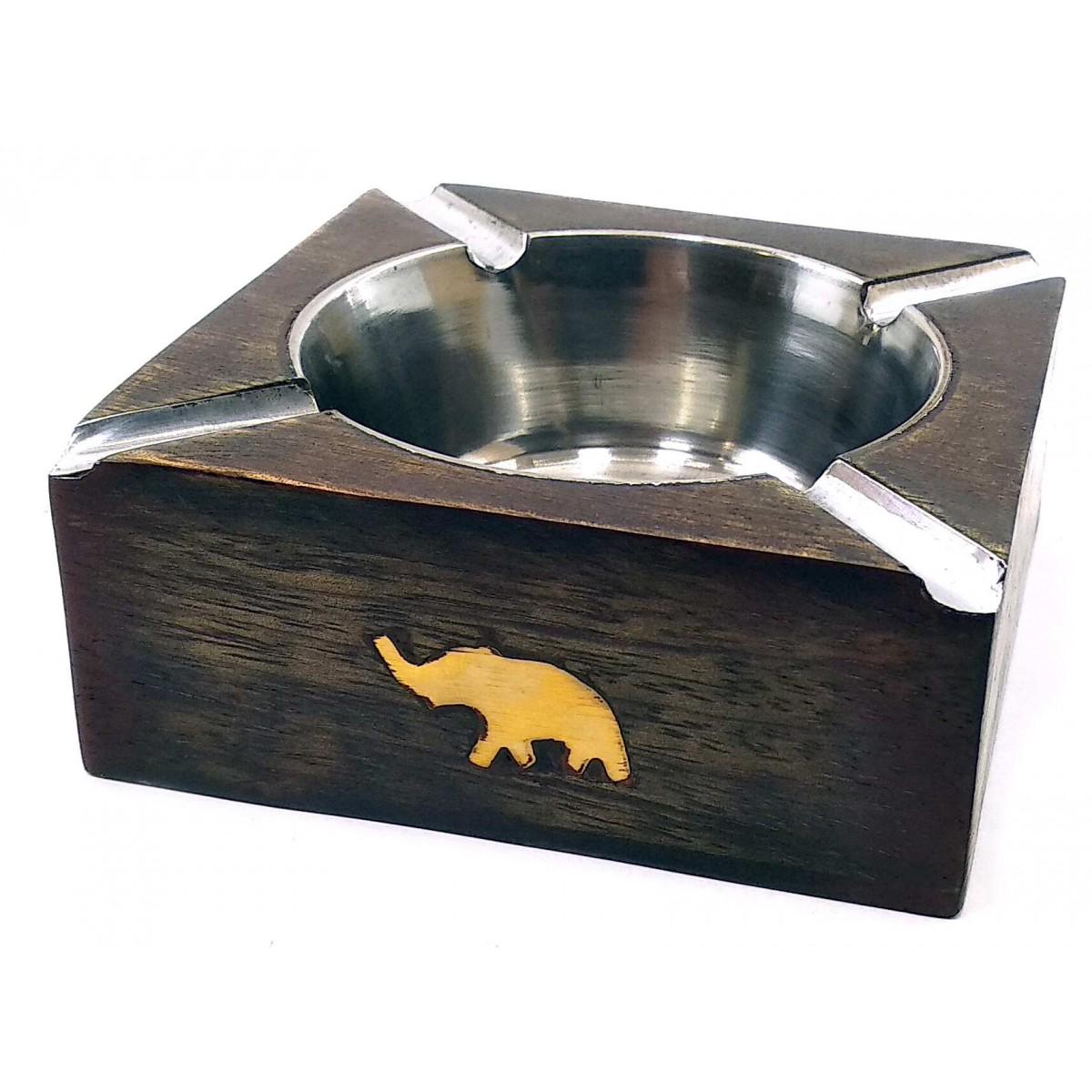 Пепельница деревянная квадратная Слон 10х10х4 см 32566 (239444)