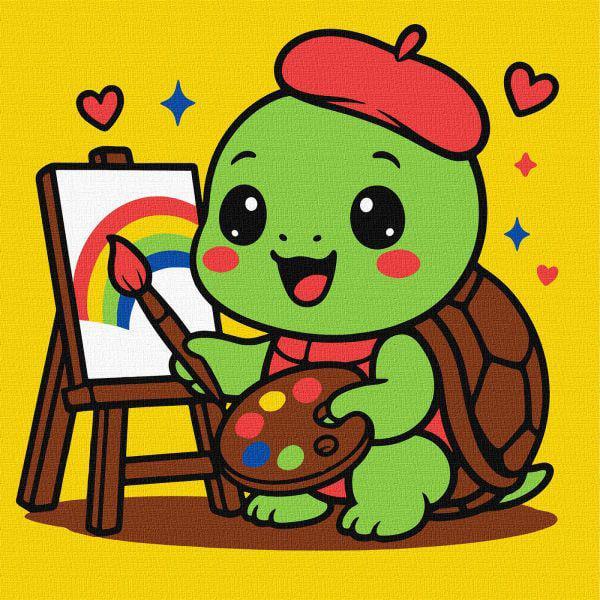 Картина за номерами Ideyka Черепашка художник 25x25 см (Id-KHO1296)