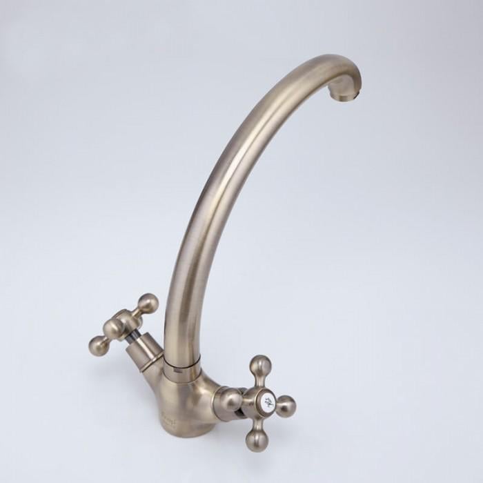 Змішувач для кухні Frap F4219-4 1036116 двовентильний Бронзовий (102608) - фото 5