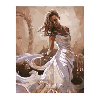 Набор для росписи по номерам Strateg Девушка в белом 40х50 см (mt)