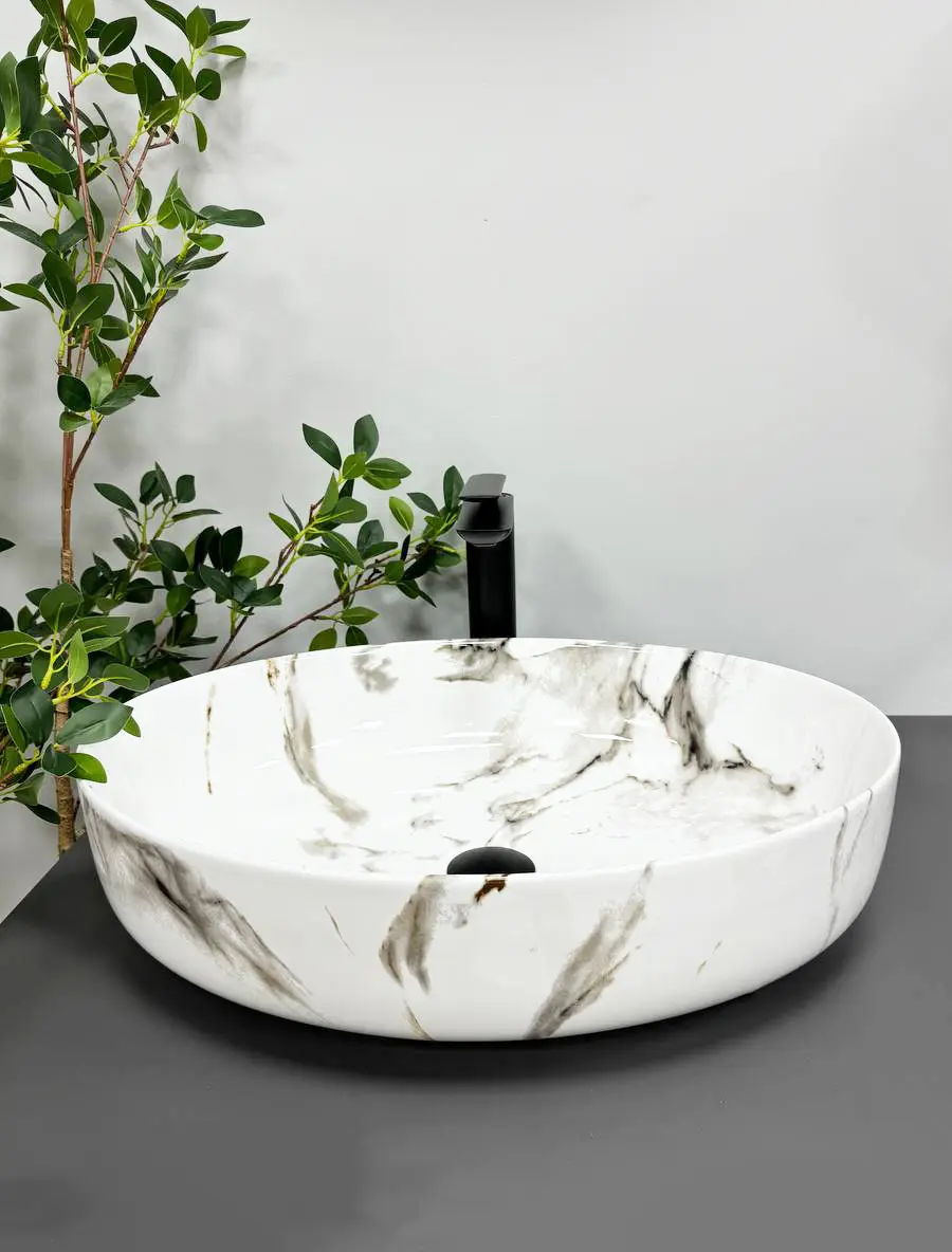 Раковина накладная VBI Udine Carrara Glossy овальная 410x550 мм Белый (RM-VBI-012101)