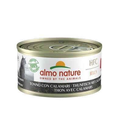 Консервированный корм Almo Nature с тунцем и кальмаром для взрослых кошек кусочки в желе 70 гр