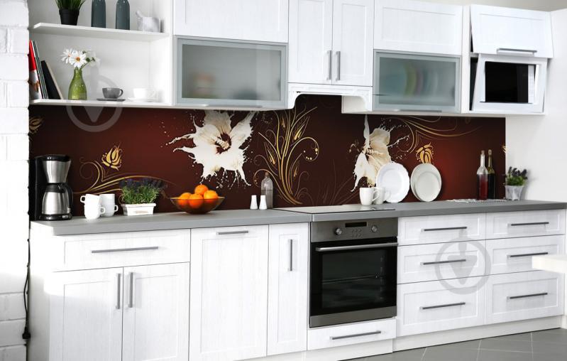 Скинали на кухню Zatarga «Рисунок молоком» 600х3000 мм виниловая 3Д наклейка кухонный фартук самоклеящаяся