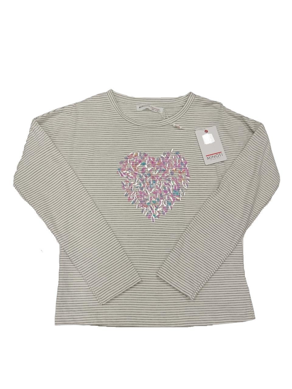 Лонгслів дитячий для дівчинки Minoti 140 см Білий з сірим (0250A)