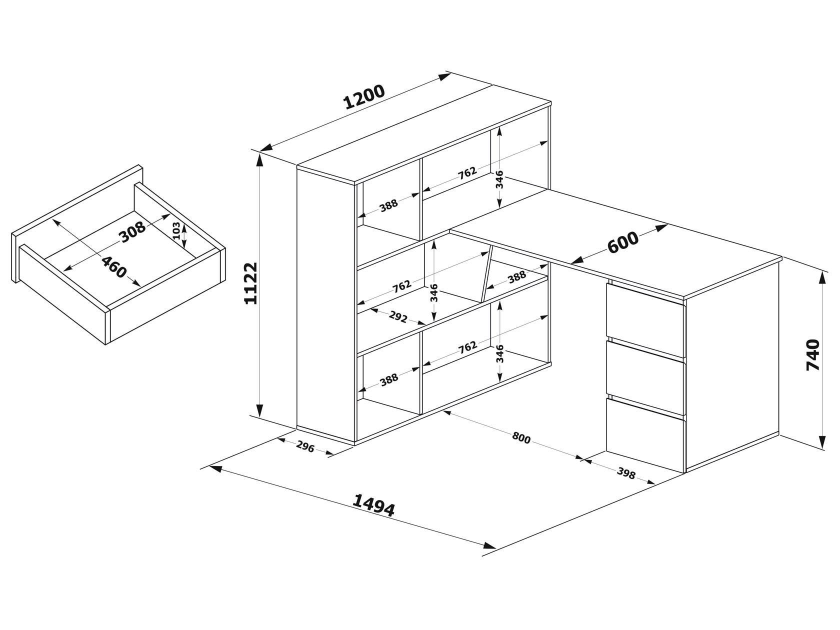 Письменный стол XDesk 20 слева с полками и тумбой Дуб сонома (XDesk-20) - фото 3 Письменный стол XDesk 20 слева с полками и тумбой Дуб сонома (XDesk-20) - фото 3