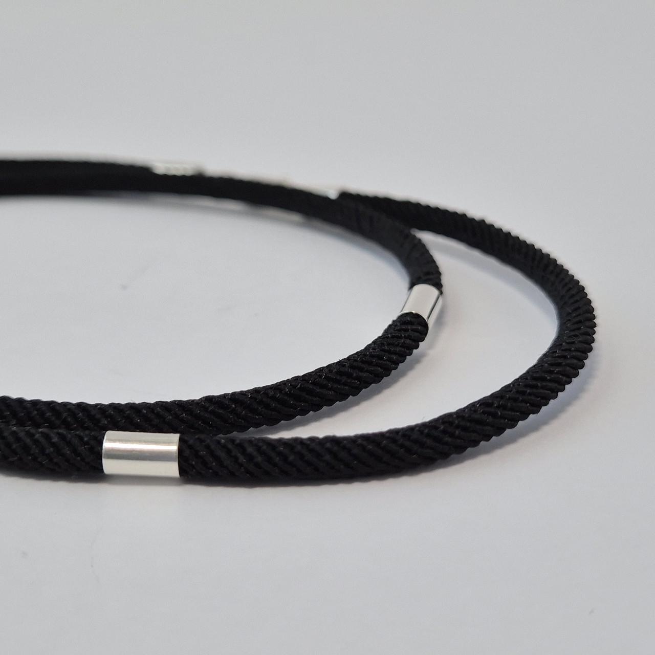 Шнурок ювелірний шовковий зі вставками срібло 925 проби 4,23 г 3 мм 55 см Чорний (661) - фото 6
