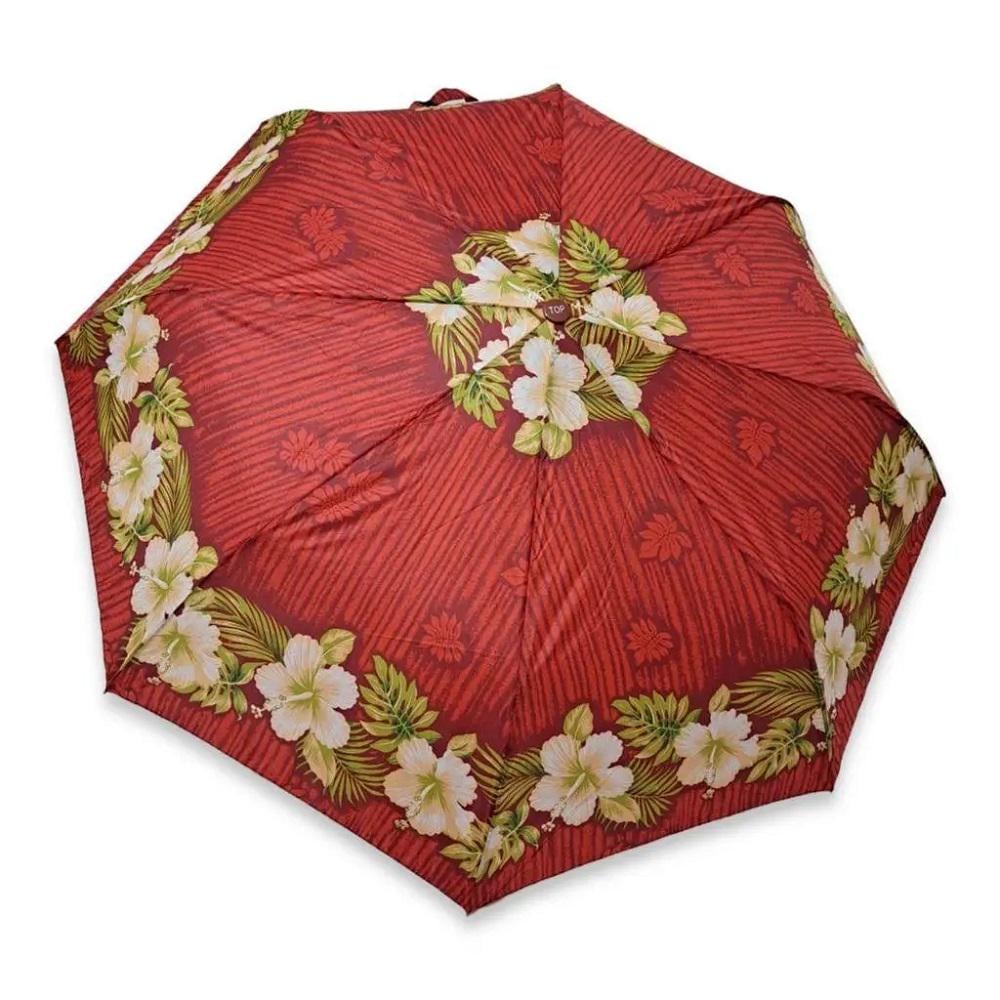 Зонтик Stenson R95185 складной цветочный рисунок чехол из полиэстера 110 см Красный (617844)