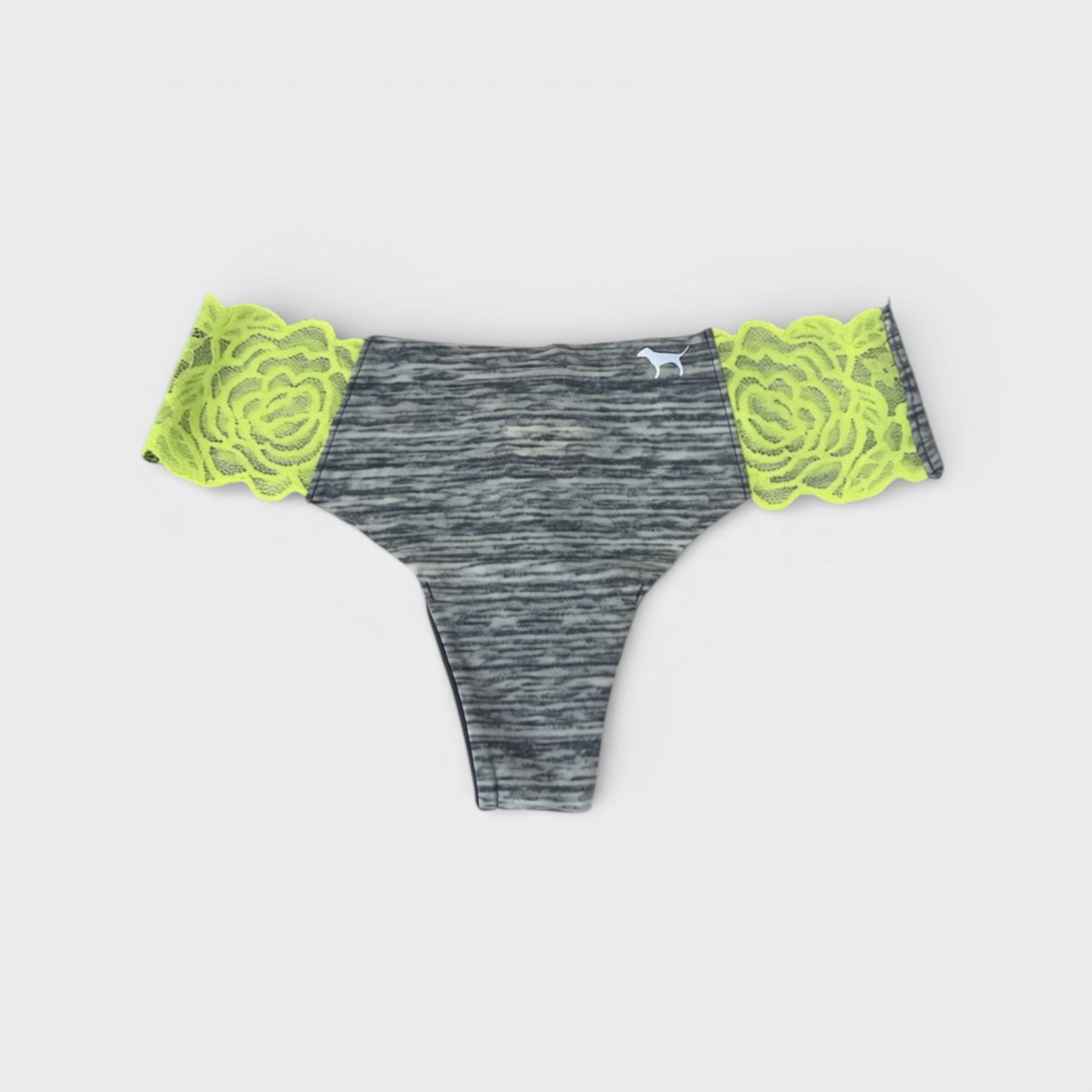 Трусики стрінги Victoria's Secret No-Show Lace Thong Panty XS Сірий (24645360)