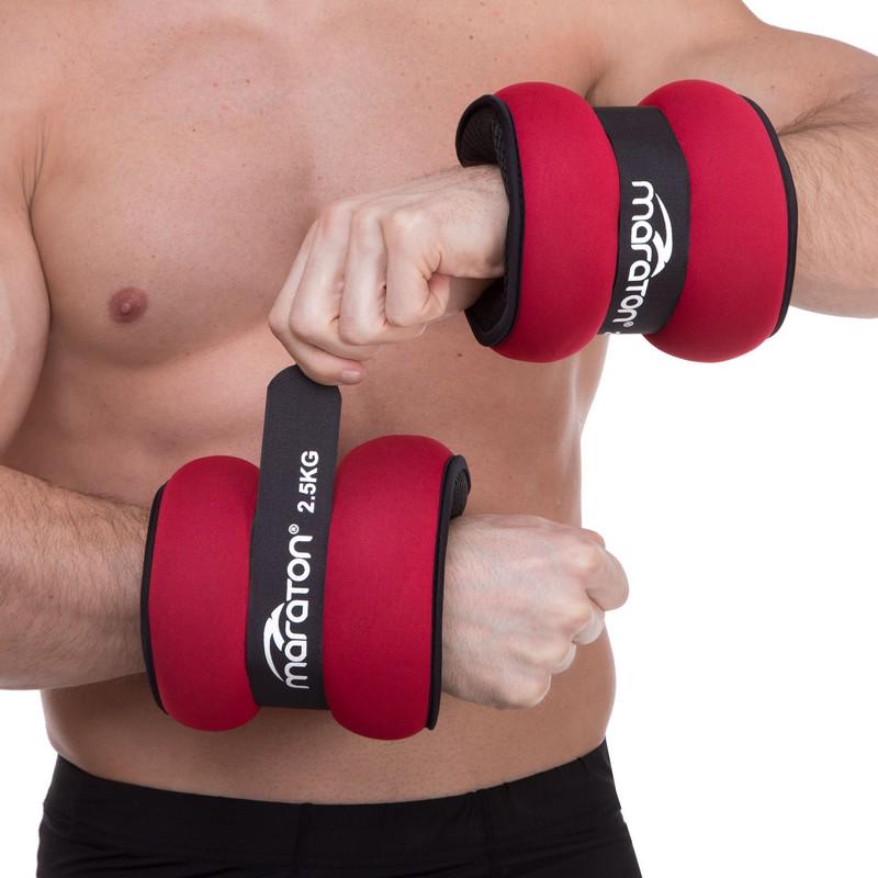 Утяжелители-манжеты для рук и ног Maraton Pro 2х2,5 кг Красный/Черный (FI-3123-5) - фото 6