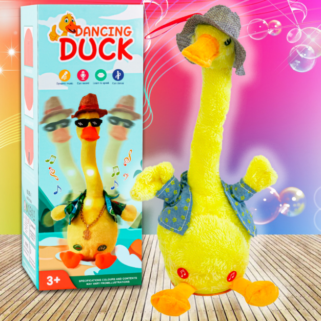 Интерактивная игрушка Dancing duck Танцующая утка в шляпке Желтый - фото 3