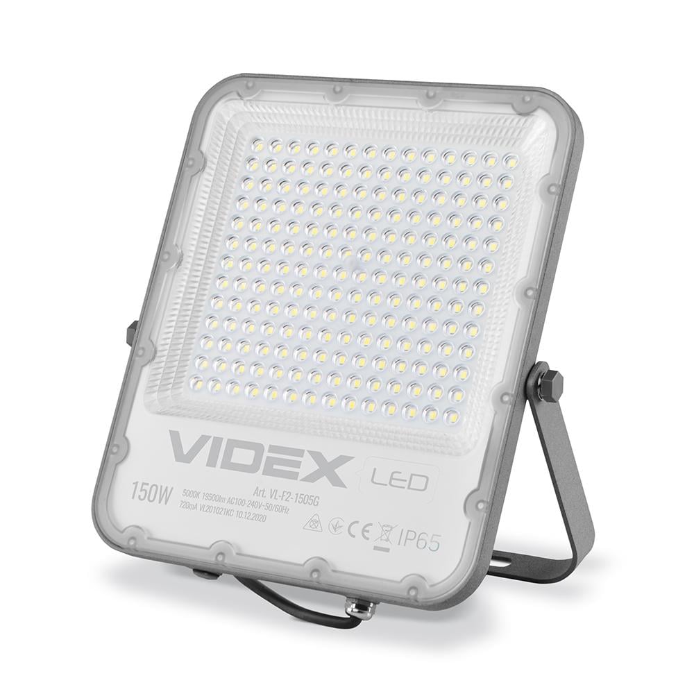 Прожектор Videx Premium 150W 5000K 220V Сірий (VL-F2-1505G) (42850) - фото 1