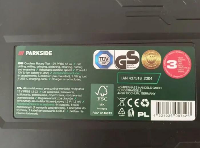 Гравер аккумуляторный PARKSIDE PFBS 12 C7 12 В 1,3 Ач (926991069) - фото 16 Гравер аккумуляторный PARKSIDE PFBS 12 C7 12 В 1,3 Ач (926991069) - фото 16