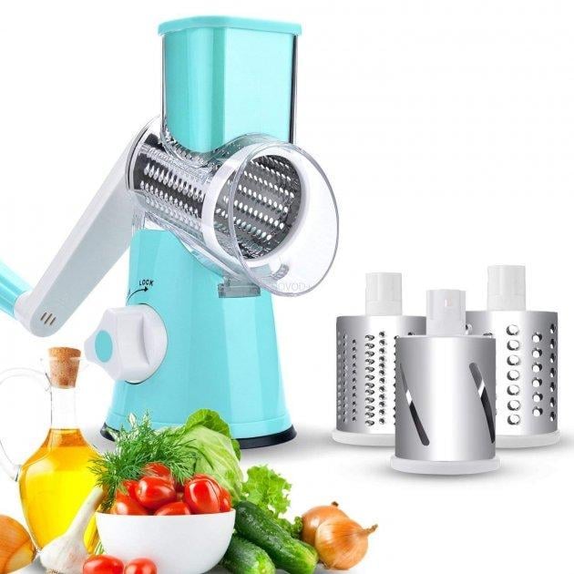 Овощерезка ручная Tabletop Drum Grater Kitchen Maste Бирюзовый (2206)