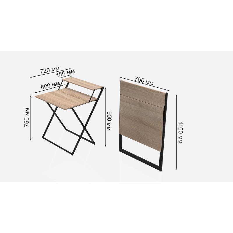 Стіл трансформер Ferrum-decor Kompakt 2 метал/ДСП 16 мм Чорний/Дуб Сонома (FRD-104693) - фото 3 Стіл трансформер Ferrum-decor Kompakt 2 метал/ДСП 16 мм Чорний/Дуб Сонома (FRD-104693) - фото 3