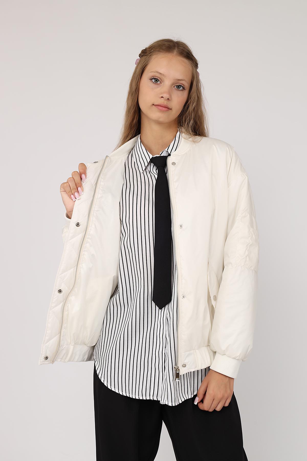 Бомбер жіночий ЦБ-00282183 р. 42 Молочний (SKT001079807) - фото 4