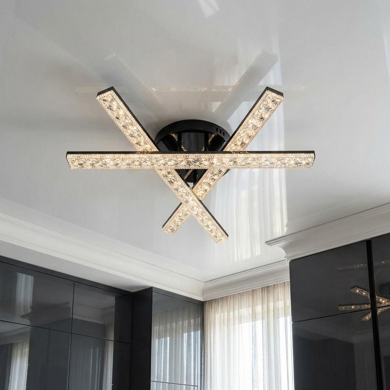 Люстра потолочная LED три модуля 48W Черный (SX818/3BK)