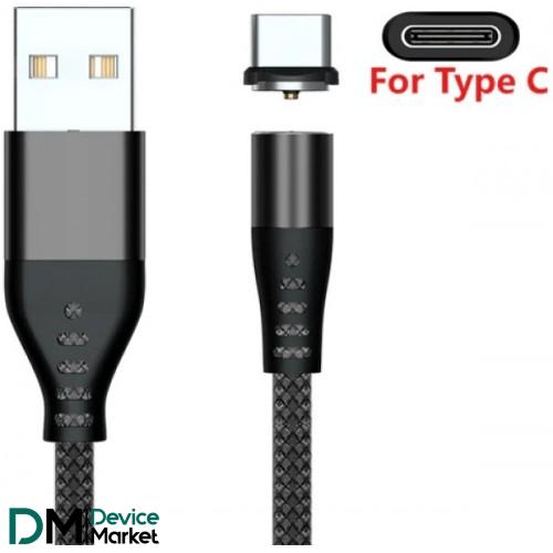 Кабель магнитный для зарядки Fonken плетеный USB - Type-C 2 м Black (1896647912) - фото 3