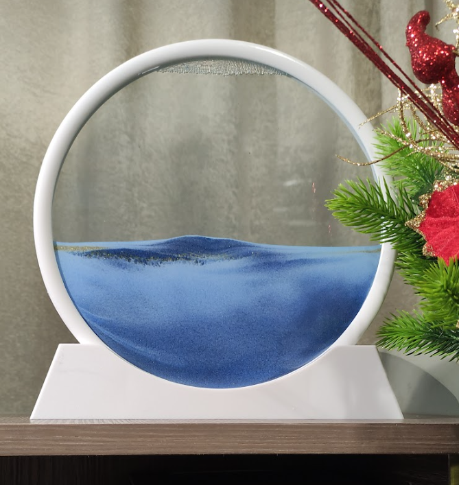 3D-картина антистрес Moving Sandscapes Піщаний пейзаж у рамці 25 см Синій/Білий