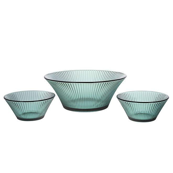 Набор стеклянных пиал Flora 3 шт. Зеленый (DR017550)