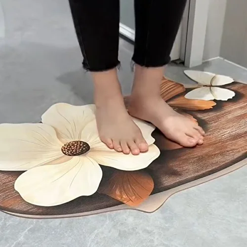 Коврик для ванной комнаты 50х80 см Коричнево-белый (C01586) - фото 4