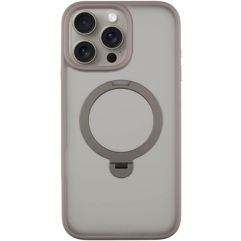 Противоударный чехол Metal Buttons with MagSafe Colorful HQ Ring для Apple iPhone 15 Pro Max (6.7") Grey