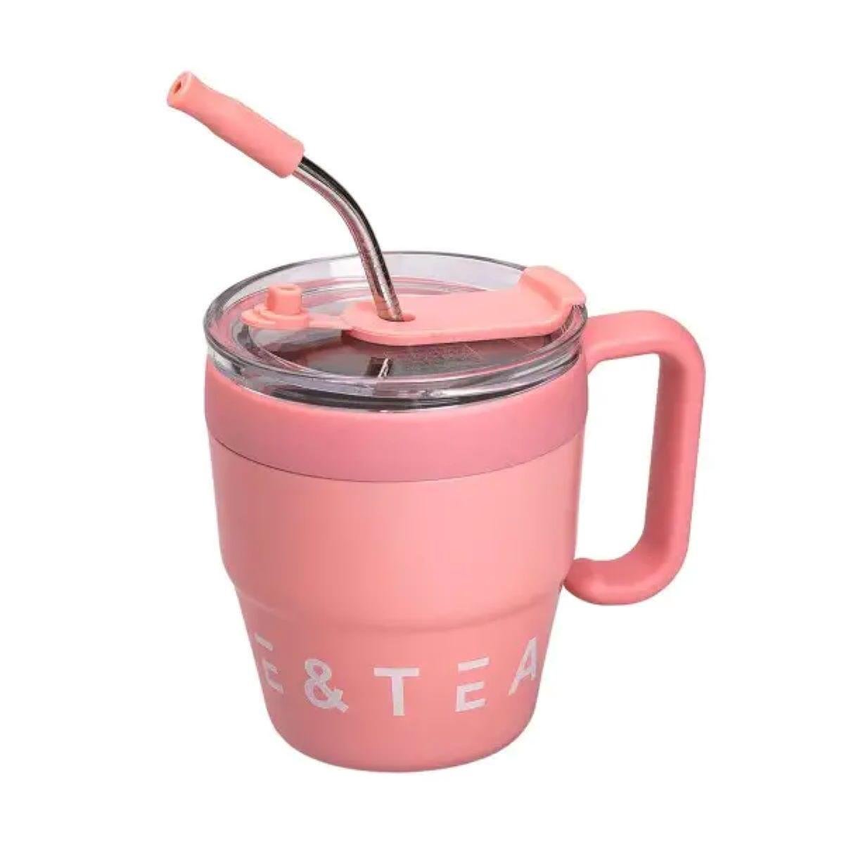 Термокружка Coffee & Tea HP-14-23P с трубочкой Розовый (A-033292)
