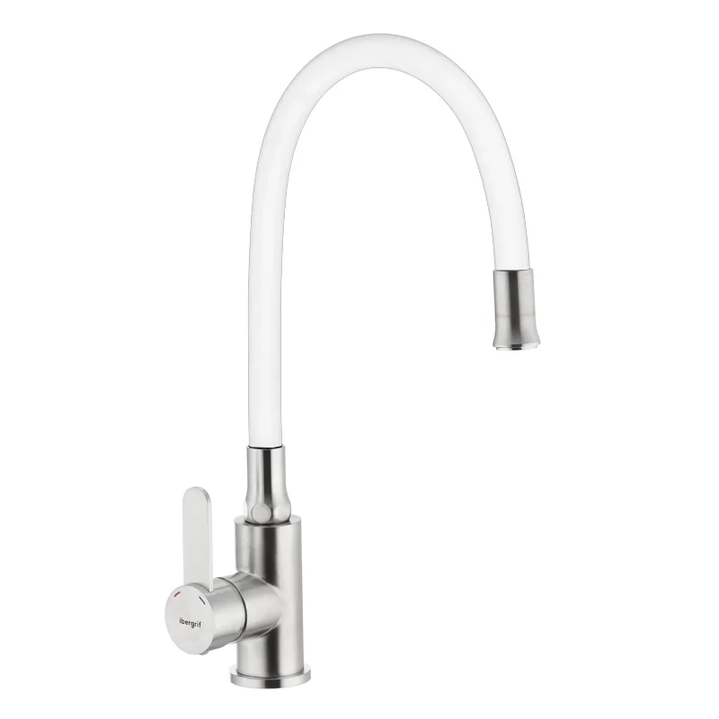 Смеситель для кухни Ibergrif M22119-3 с гибким силиконовым изливом из нержавеющей стали