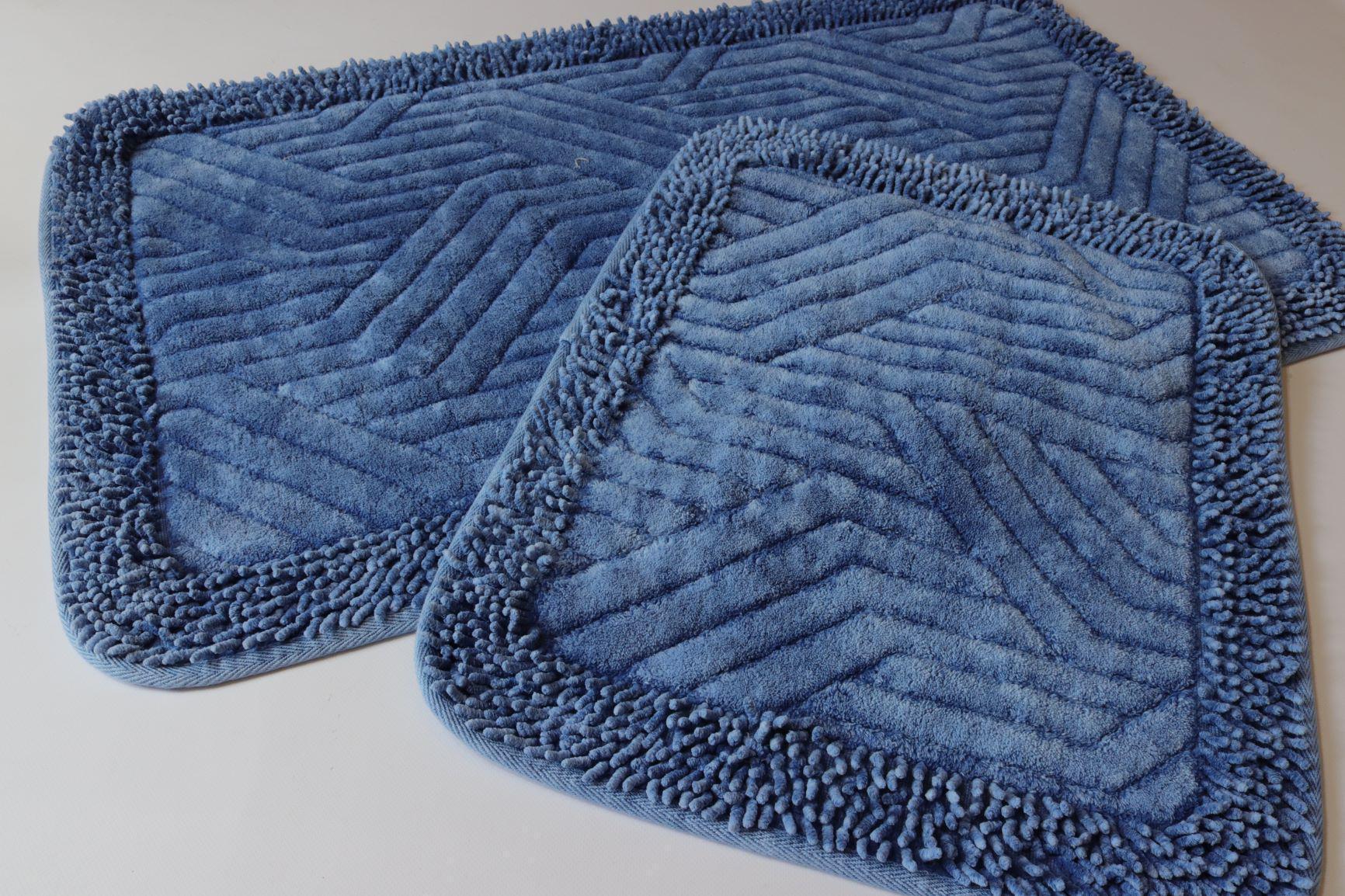 Набор ковриков Tropikhome Shaggy Vintage для ванной и туалета хлопковые 60x100/50x60 см Blue (1903/blue) - фото 5