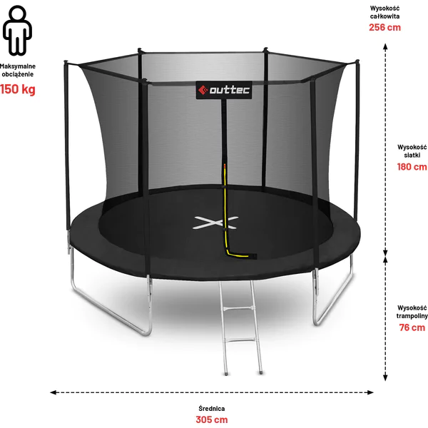 Батут Outtec Inside Net с внутренней сеткой 10 футов 305 см Черный (414503) - фото 5 Батут Outtec Inside Net с внутренней сеткой 10 футов 305 см Черный (414503) - фото 5