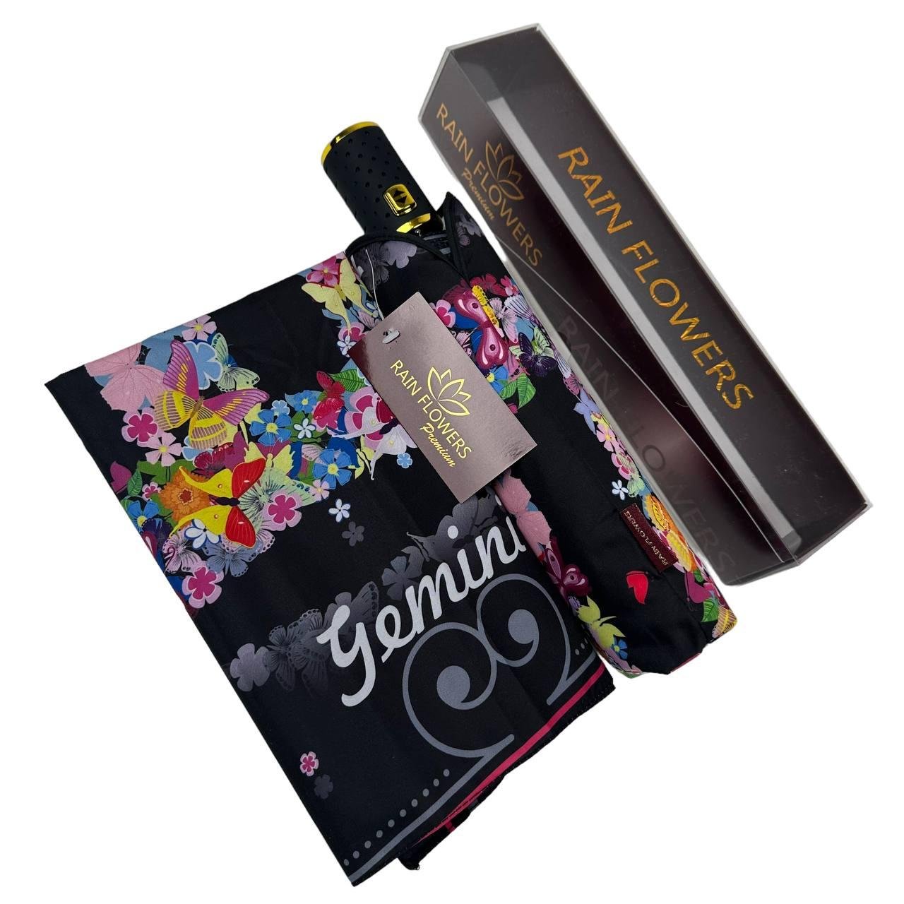 Зонт женский автомат Rain Зодиак Flower Близнецы Gemini в подарочной упаковке с платком (01040-8) - фото 3 Зонт женский автомат Rain Зодиак Flower Близнецы Gemini в подарочной упаковке с платком (01040-8) - фото 3