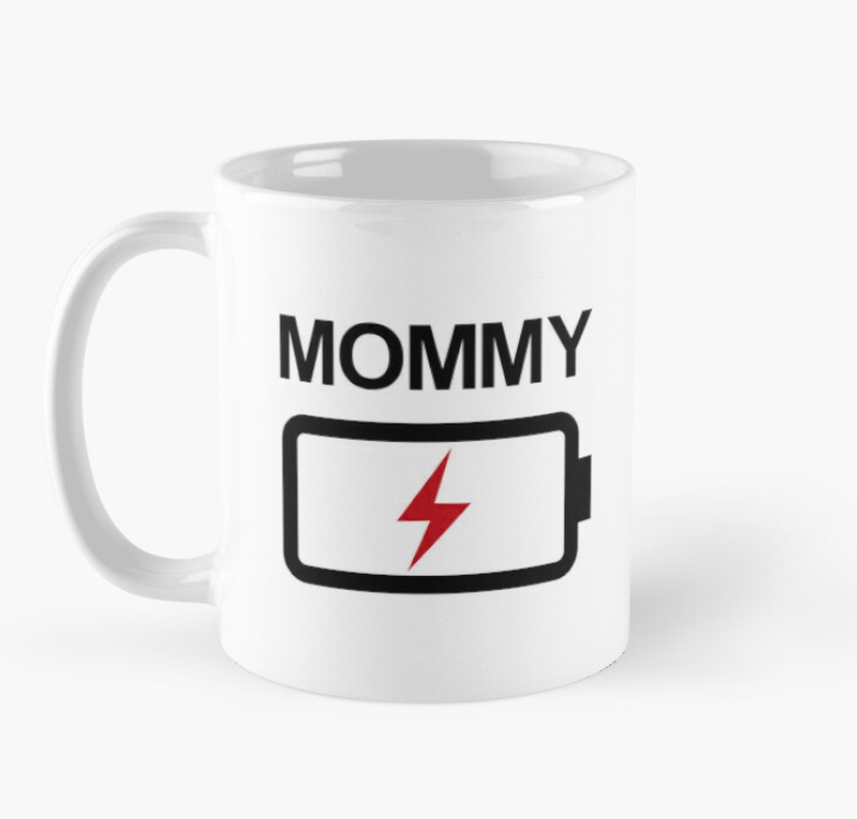 Чашка керамическая с принтом "Mommy" села батарейка для мамы 330 мл Белый (МАМА26Ч)