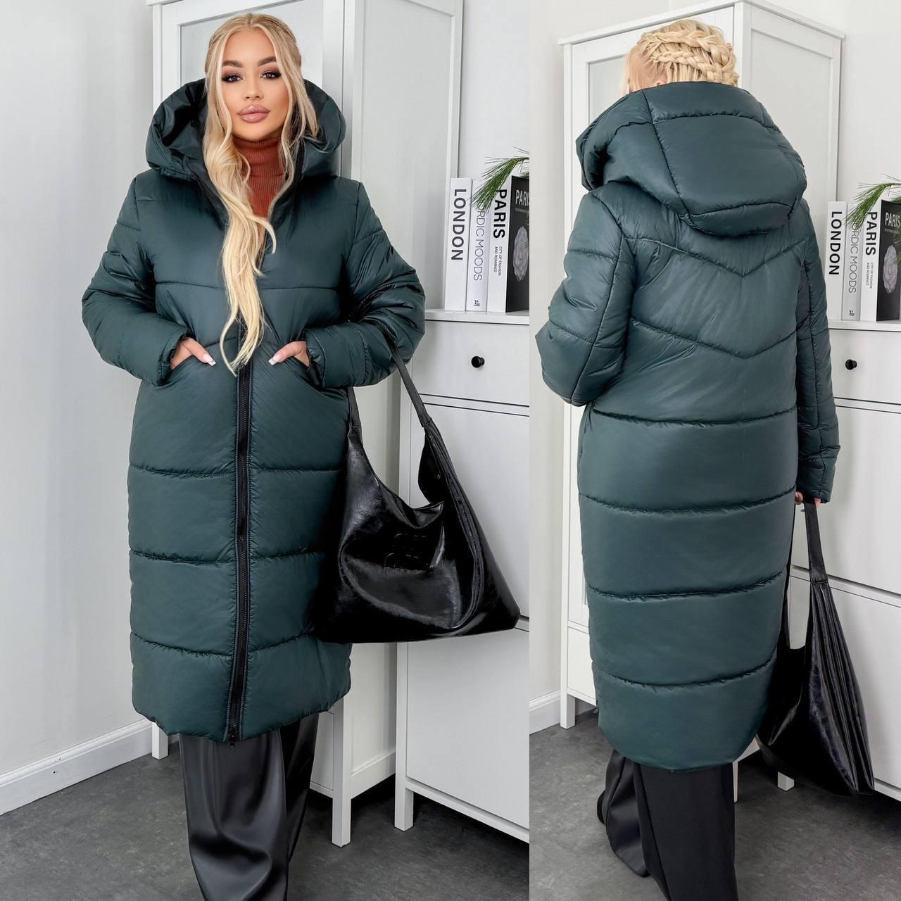 Пуховик жіночий зимовий подовжений до -20°С батал 4XL-5XL Смарагдовий (OV-1099SM-4XL-5XL) - фото 3 Пуховик жіночий зимовий подовжений до -20°С батал 4XL-5XL Смарагдовий (OV-1099SM-4XL-5XL) - фото 3