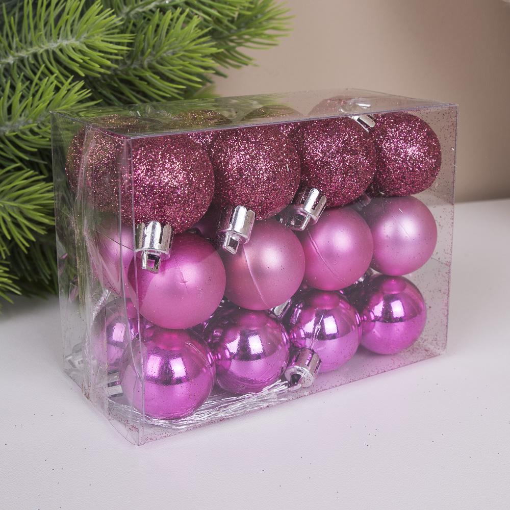 Набор елочных шариков Глиттер/мат/глянец 3 см 24 шт. Dark purple (1008-15)