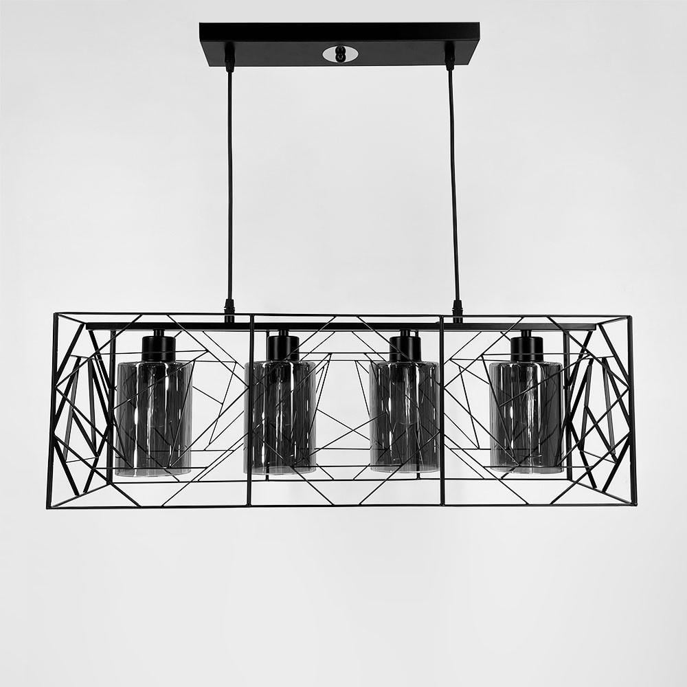 Світильник лофт на 4 графітових плафони Чорний (12120/4 BK/GR)