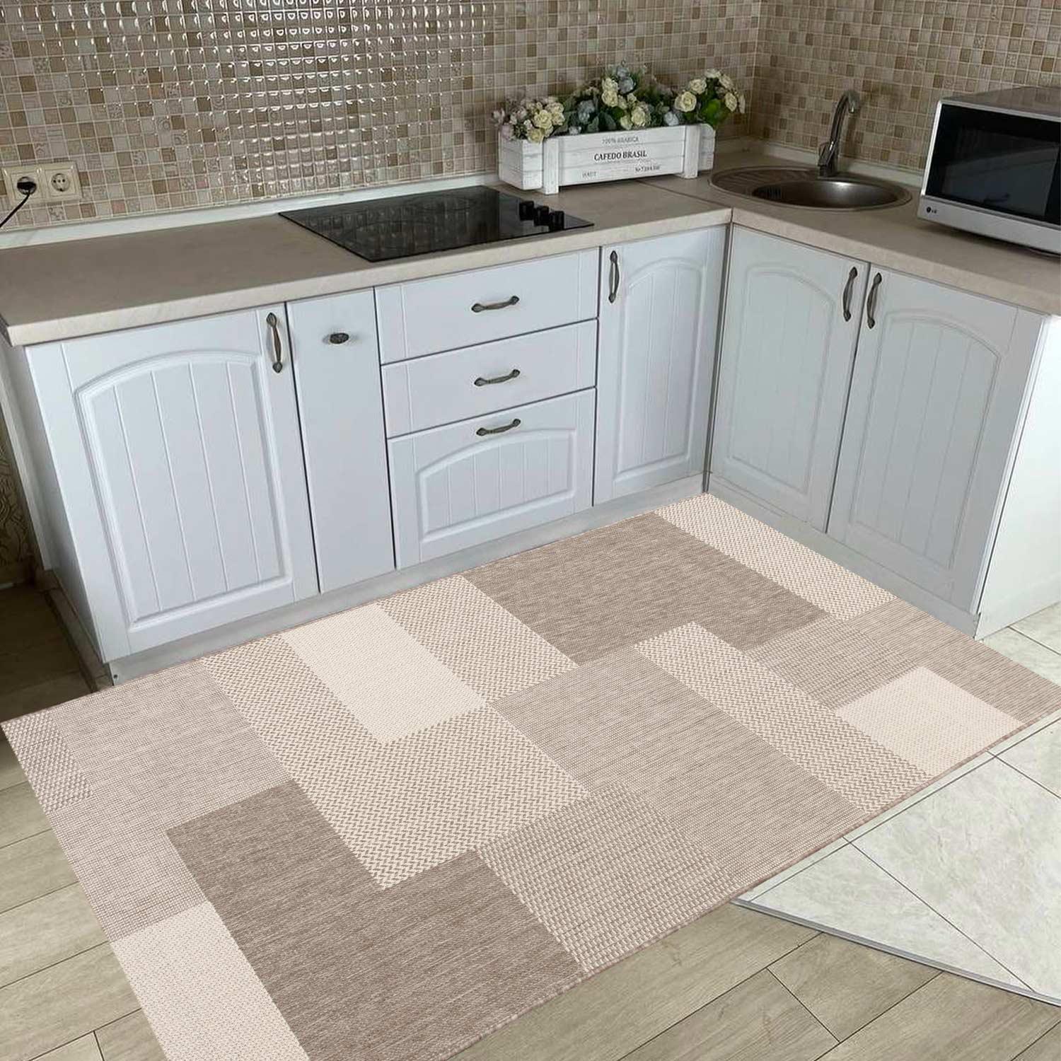 Ковер безворсовый на резиновой основе DAKARIA Flex Run 19682/111 2x2 м Бежевый (00-00022142) - фото 7