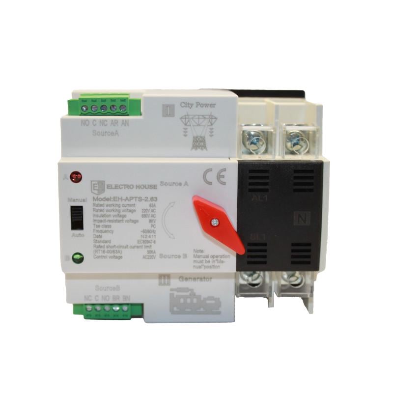 Переключатель питания автоматический ElectroHouse 2P 63 А (EH-APTS-2.63)