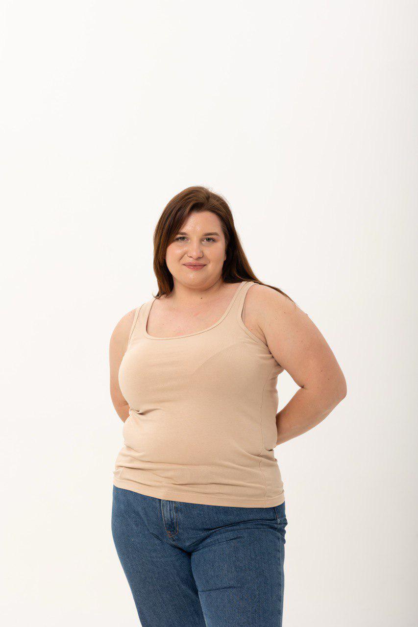 Майка жіноча однотонна/широка брителька 4XL Бежевий (31262646)