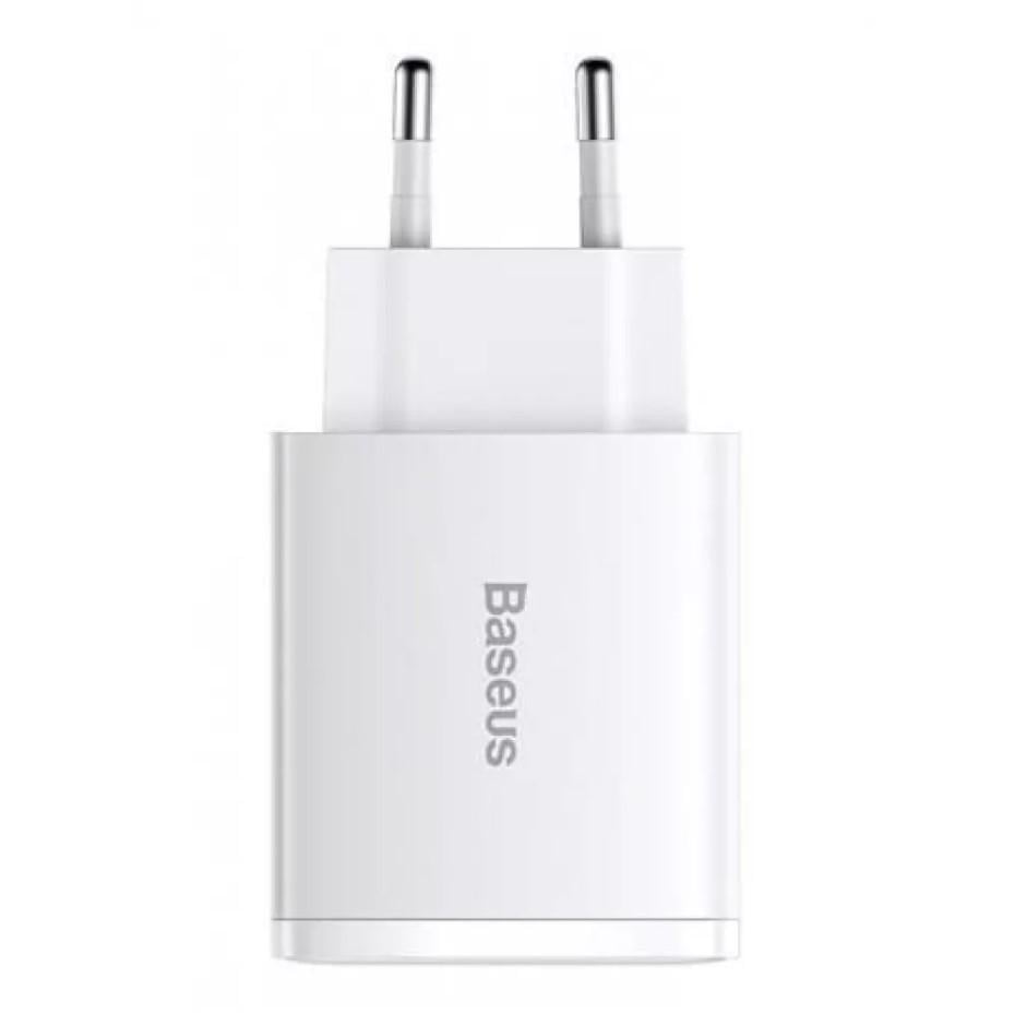 Зарядное устройство сетевое BASEUS Compact Quick Charger 30 W QC+ PD 1Type-C/2USB White (2363154144) - фото 3