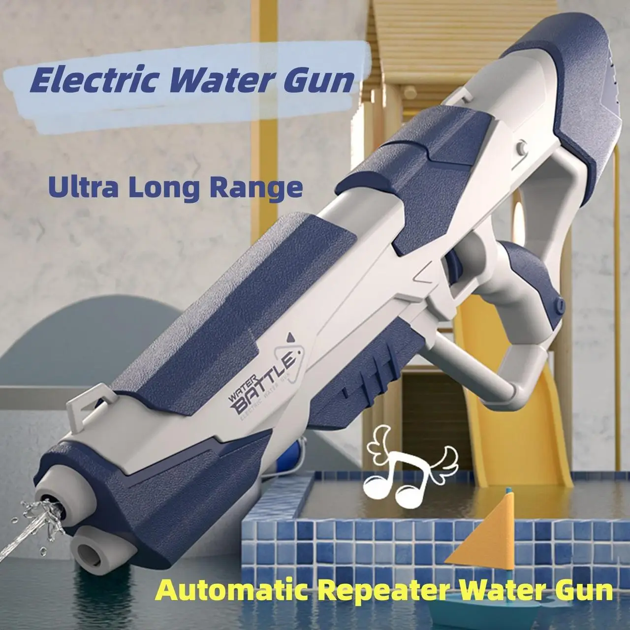 Акумуляторний електричний водяний автомат бластер Water Space Gun C3 з автоматичним закачуванням води синій - фото 8