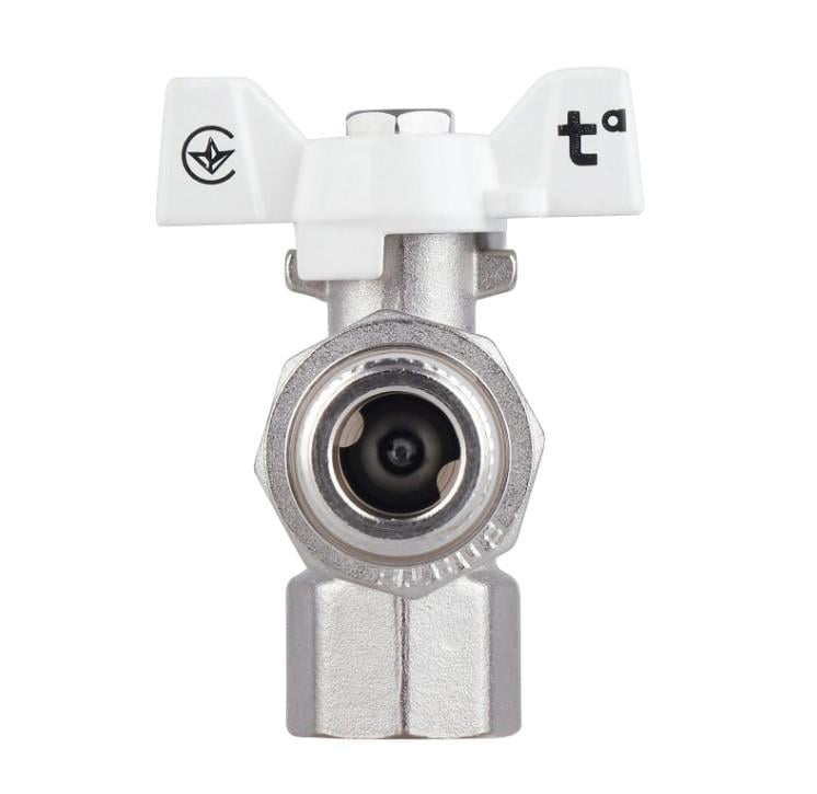 Кран кульовий із американкою Thermo Alliance Forte 1/2" ВЗ кутовий антипротікання метелик (SF223W15)
