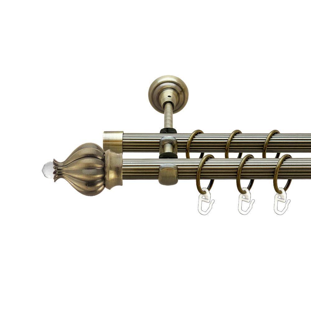 Карниз Orvit Таджа-Кристалл двухрядный рифленый 160 см Антик (00-00022141)