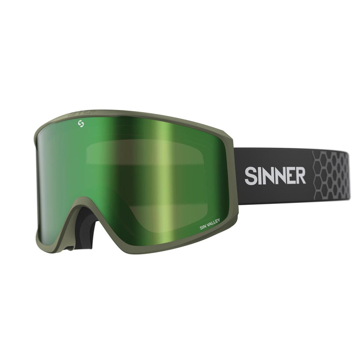 Маска гірськолижна Sinner Sin Valley+ Green-Green Mir + Orange Sintec (SIGO-184-75-28)
