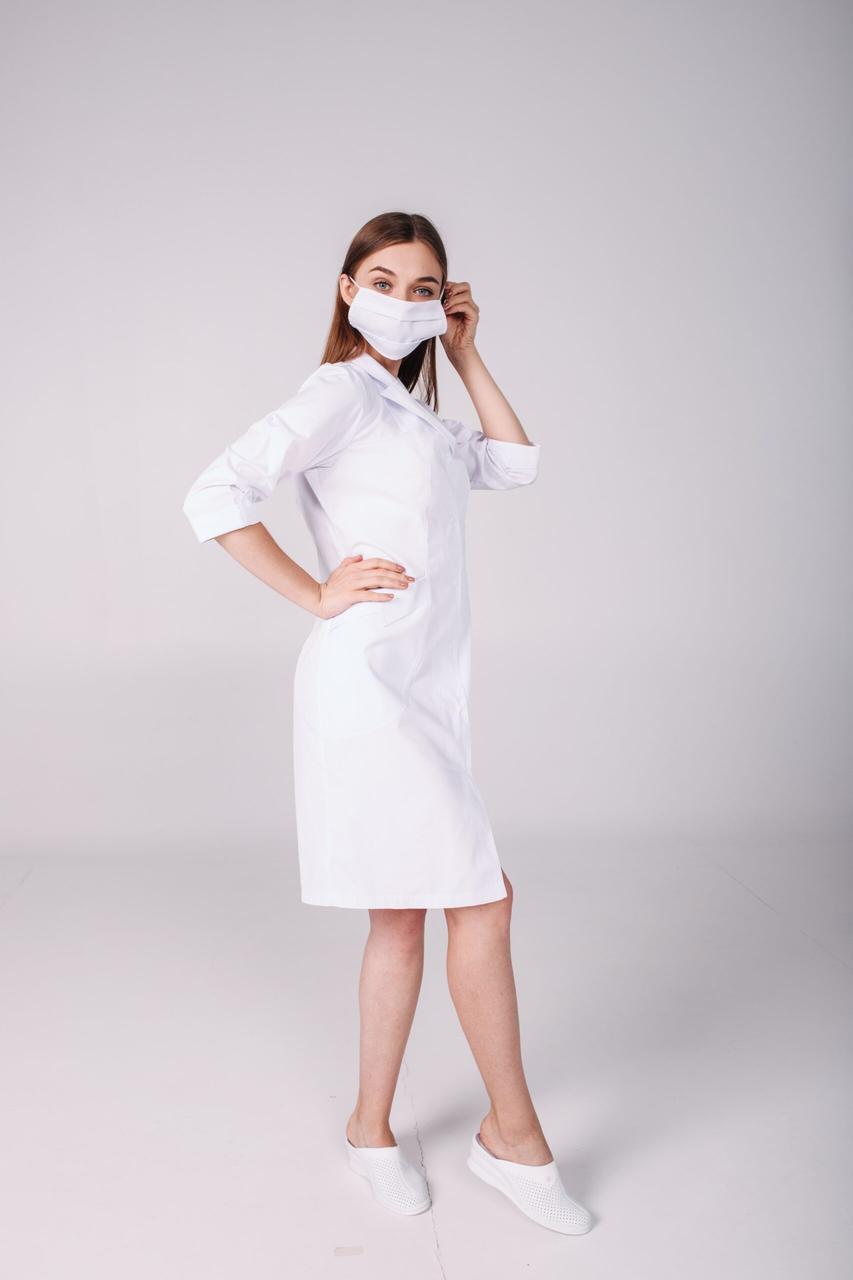 Халат женский хлопковый TopLine Аризона рукав 3/4 р. 58 Белый (11934-01-(58)) - фото 3