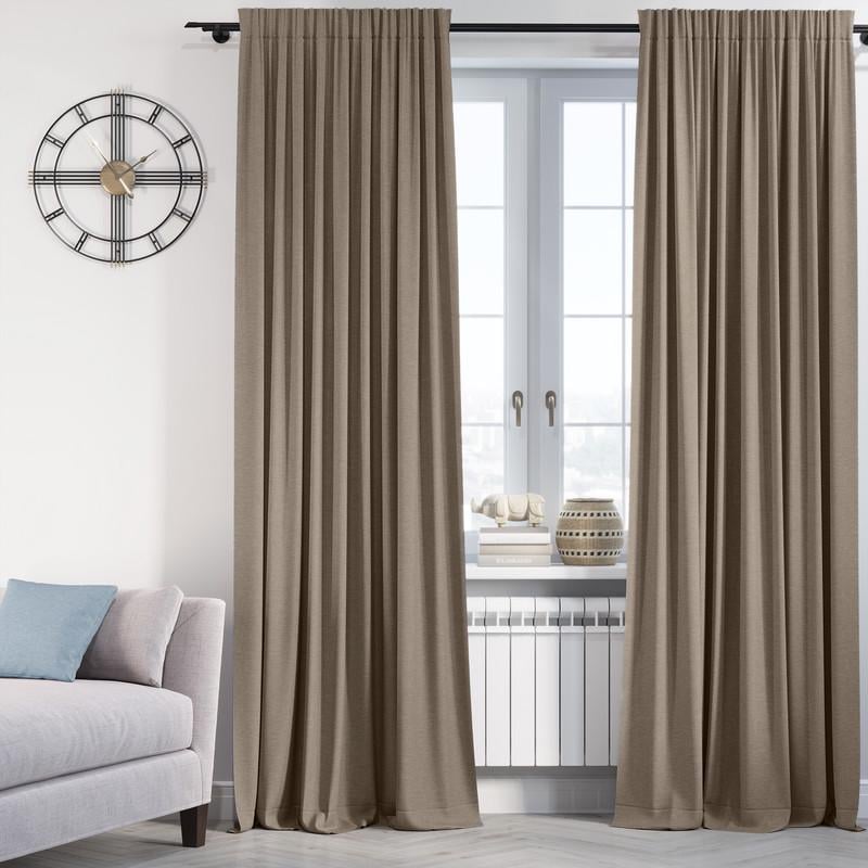 Комплект штор Lux Portiery CALIFORNIA микровелюр двойной 200x260 см 2 шт. Холодный бежевый (MD 1675)