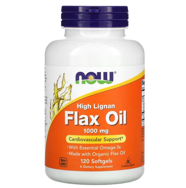 Жирные кислоты NOW Foods Flax Oil High Lignan 1000 мг 120 капсул