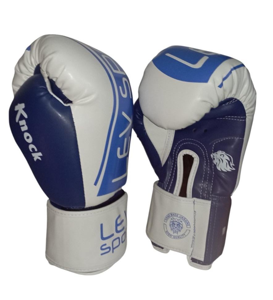 Боксерские перчатки Lev Sport ELITE синтетическая кожа р. 10 Белый/Синий (8585053829303)